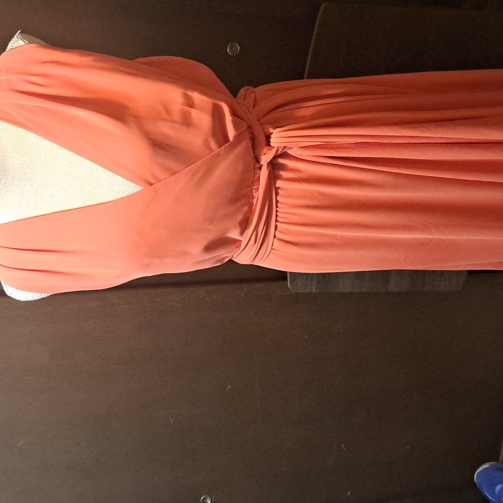 Ralph Lauren Black Label Dress Orange Mermaid Maxi Large Sleeveless Cotton